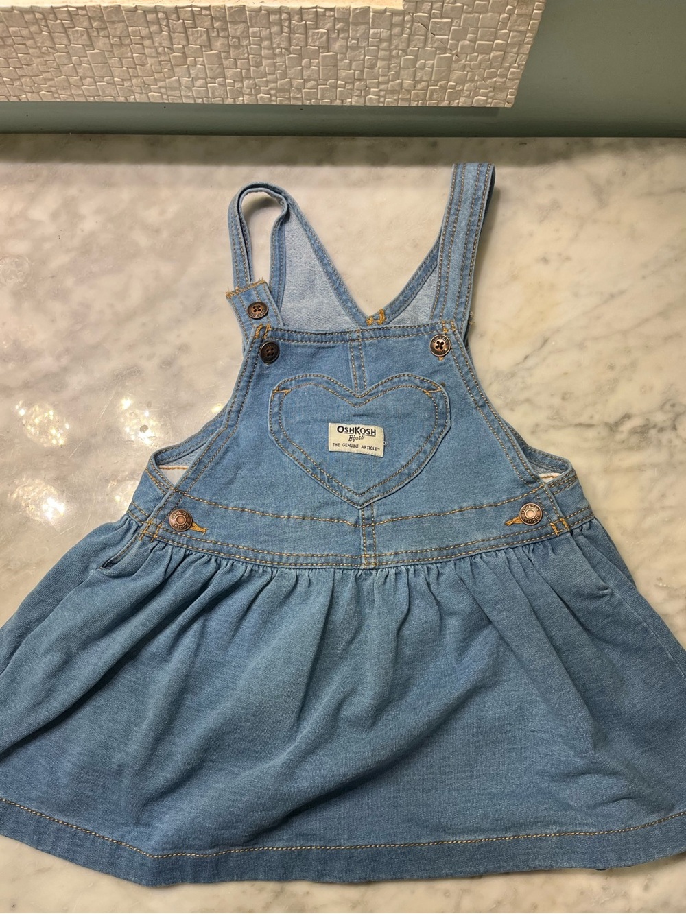 OshKosh B'gosh Light Blue Denim Overall Dress with Heart Patch